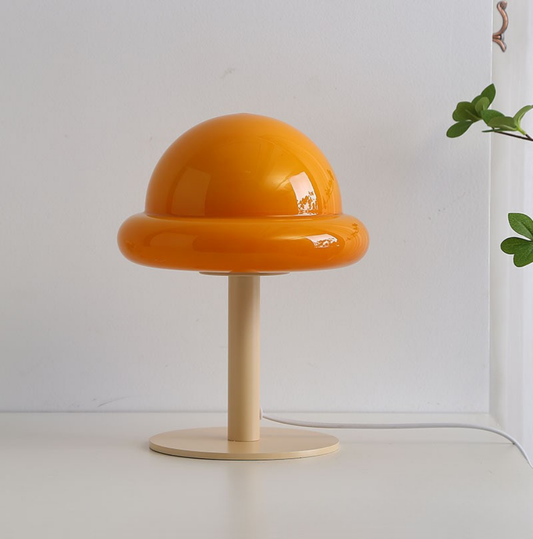 Bauhaus Mushroom Glass Table Lamp – LED Mood Light with Metal Base